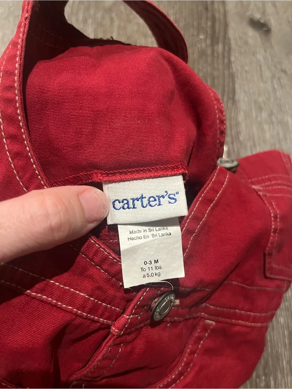 Vintage Carters Red Denim Overalls 90s Y2K Red Twill 0/3 Month (B4)